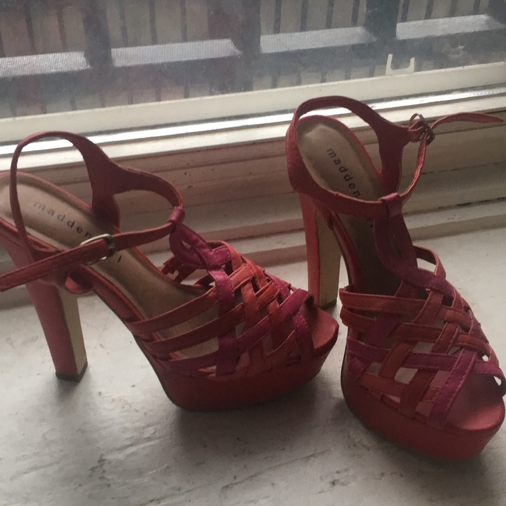 Pink-Red-Purple Strappy Heels
